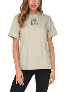 T-Shirt Only Fleur beige für Frauen