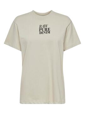 T-Shirt Only Fleur beige für Frauen