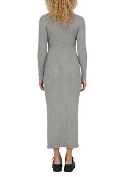 Kleid Only Katia Maxi aus grauem Strick für Damen