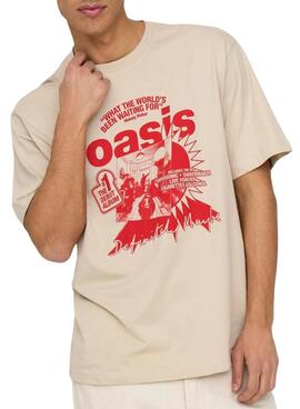 T-Shirt Only and Sons Oasis Cartoon beige für Herren