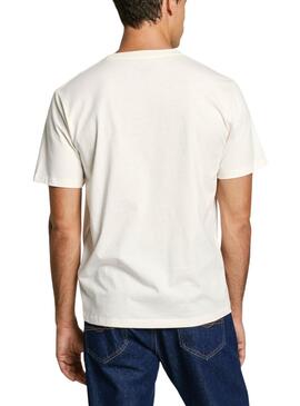 T-Shirt Pepe Jeans Eggo weiß mit blauem Logo für Herren.