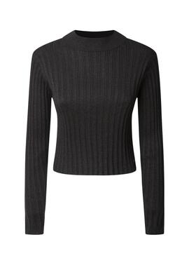 Pullover Pepe Jeans gerippter Stoff Nicole Schwarz für Damen