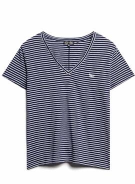 Damen Superdry Streifenshirt in Marineblau