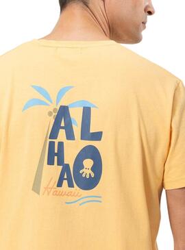 T-Shirt Der Octopus Aloha Orange für Herren.