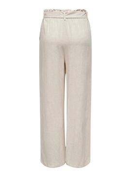 Hose Only Siesta Gürtel Leinen Beige für Damen