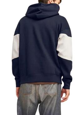 Sweatshirt Jack and Jones Elegacy Blocking mit Kapuze Marineblau für Herren.