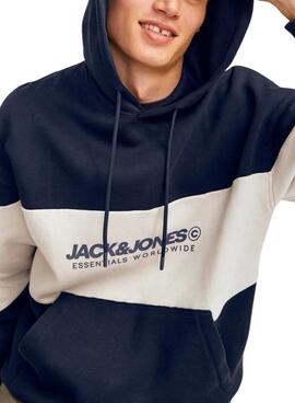 Sweatshirt Jack and Jones Elegacy Blocking mit Kapuze Marineblau für Herren.