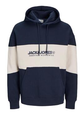 Sweatshirt Jack and Jones Elegacy Blocking mit Kapuze Marineblau für Herren.