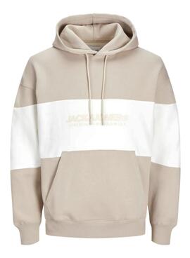 Sweatshirt Jack and Jones Elegacy Blocking mit Kapuze in Beige für Herren