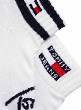 Packs 2 Socken Tommy Jeans Sports Striped weiß für Herren und Damen.