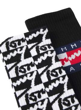 Pack 2 Socken Tommy Jeans Flag schwarz