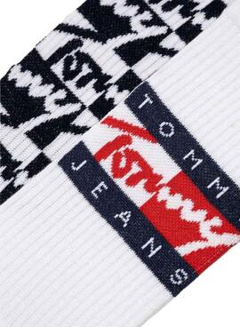 Pack mit 2 Tommy Jeans Flag weißen Socken.