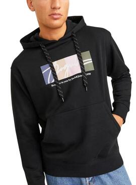 Sweatshirt Jack and Jones Portland Block mit Kapuze Schwarz für Herren