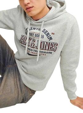 Sudadera Jack and Jones Jelogo grau für Herren.