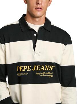 Polo Pepe Jeans Brandon Streifen weiß und schwarz für Herren.