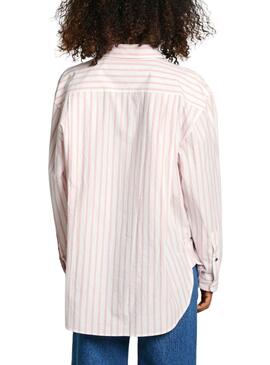 Bluse Pepe Jeans Artemisa Streifen rosa für Damen