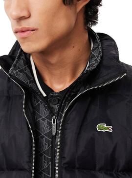 Gepolsterte Jacke Lacoste Jacquard Monogramm Schwarz für Herren.