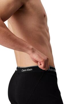 Paket mit 3 Calvin Klein Baumwoll-Boxershorts für Herren in Schwarz.