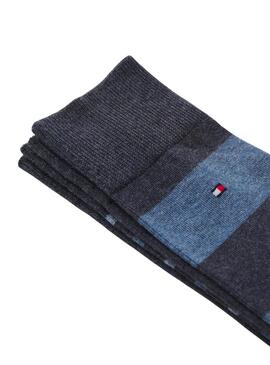 Gift box 5 Tommy Hilfiger Socken in grauen Streifen und Punkten für Herren.