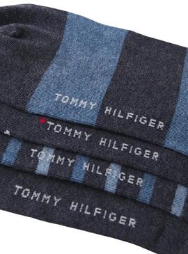 Gift box 5 Tommy Hilfiger Socken in grauen Streifen und Punkten für Herren.