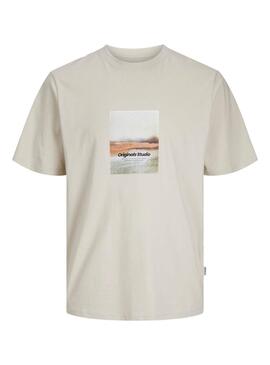 T-Shirt Jack and Jones Vesterbro beige für Herren