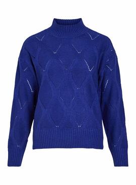 Vila Viaugie Rollkragenpullover in Blau für Damen.