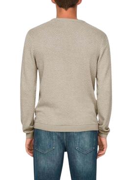 Pullover Only and Sons Deckel Struktur beige für Herren.