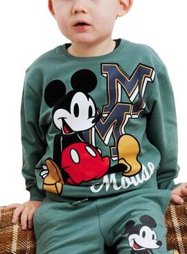 Sweatshirt Name Ir Nayel Mickey grün für Jungen