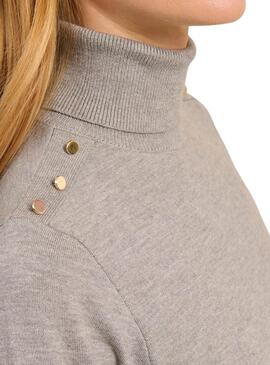 Pullover Naf Naf Mina Rollkragenpullover in Grau für Damen.