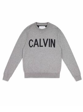 Pullover Calvin Klein Logo Grau Für Herren