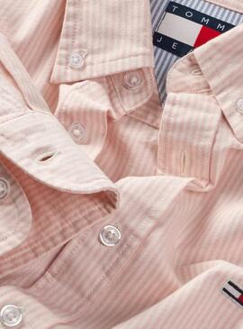 Hemd Tommy Jeans Stripe Oxford in Rosa für Herren 