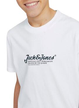 T-shirt Jack and Jones Beau in weiß für Kinder.