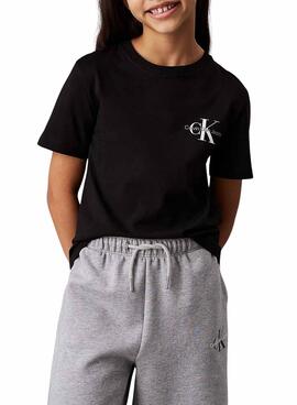 T-shirt Calvin Klein Jeans Monologo schwarz Kinder.