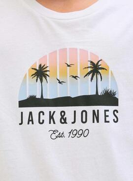 T-shirt Jack and Jones Palm weiß für Kinder.