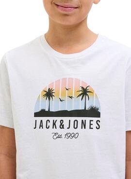 T-shirt Jack and Jones Palm weiß für Kinder.