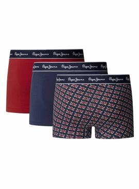 Boxershorts Pepe Jeans Flag in Marineblau und Rot für Herren.