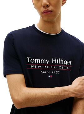 T-Shirt Tommy Hilfiger Stack in Marineblau für Herren.