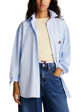 Tommy Jeans Badge Bluse in Blau für Damen