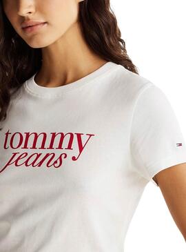 T-shirt Tommy Jeans Slim Essential in Weiß für Damen