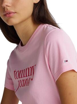 Tommy Jeans Slim Essential T-Shirt in Pink für Damen