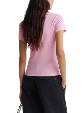 Tommy Jeans Slim Essential T-Shirt in Pink für Damen