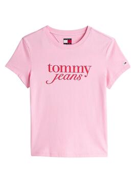 Tommy Jeans Slim Essential T-Shirt in Pink für Damen