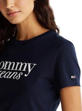 Tommy Jeans Slim Essential T-Shirt Marineblau für Damen