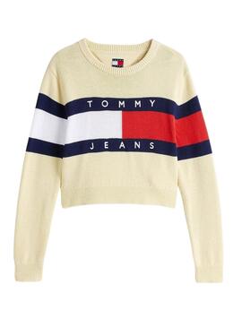 Tommy Jeans Center Flag Gelbes Jersey für Damen.