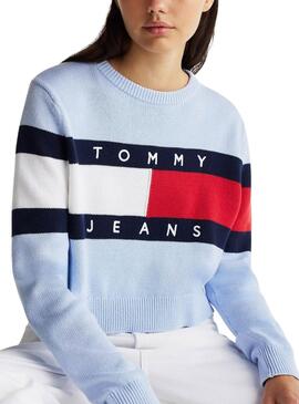 Tommy Jeans Center Flag Jersey in Blau für Damen