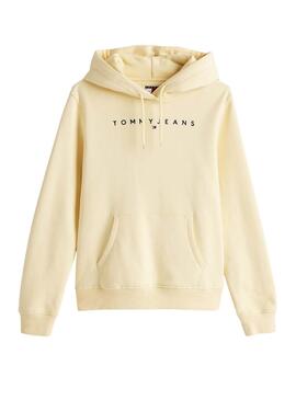 Tommy Jeans Linear Hoodie Gelber Kapuzenpullover für Damen