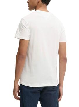 Tommy Jeans Linear Chest-T-Shirt in Beige für Herren.