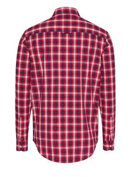 Hemd Tommy Jeans Poplin Check Rot für Herren