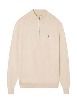 Pullover Silbon Zip beige für Herren.