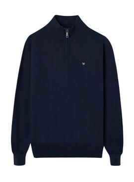 Pullover Silbon Zip Marineblau für Herren